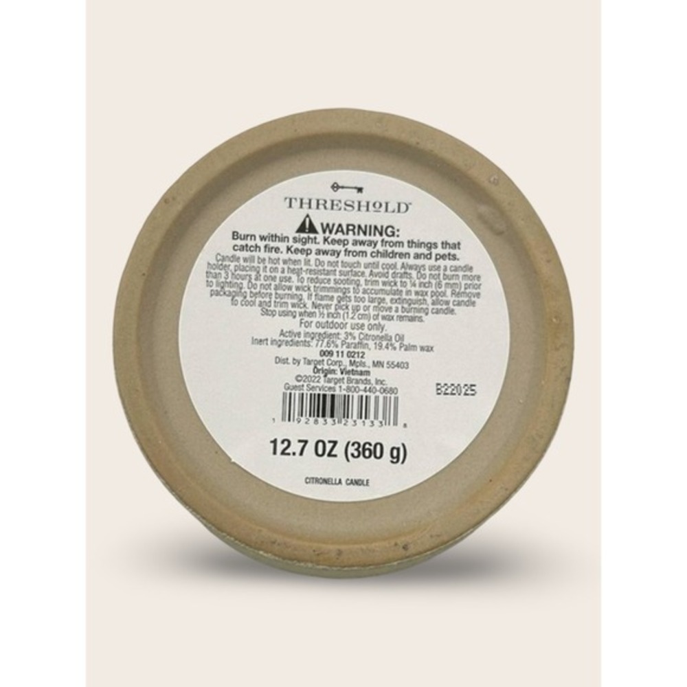 12.7oz‎ Ceramic Ribbed Citronella Candle - Threshold Studio McGee, Target 2020 - Picture 6 of 6